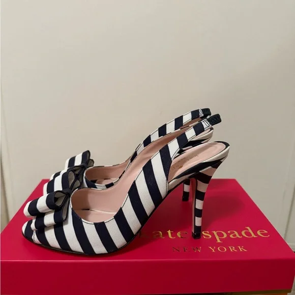 Kate Spade Black and White Slingback Heels - Picture 3 of 3